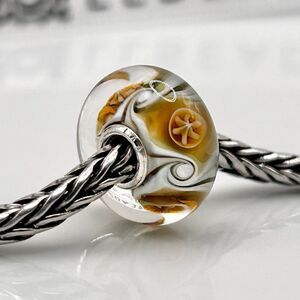 TROLLBEADS Desert Mist LAA 925S NEW w Tags! White Gray Dark Orange Swirl